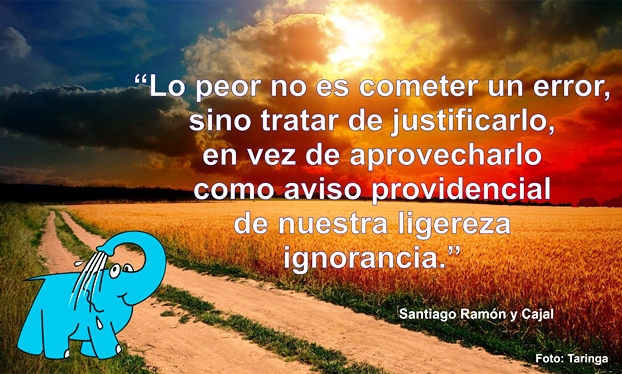 Una Enseñanza de Ramón y Cajal sobre Los Errores, en La Frase del Día del Centro de lavado de coches Elefante Azul de Avilés